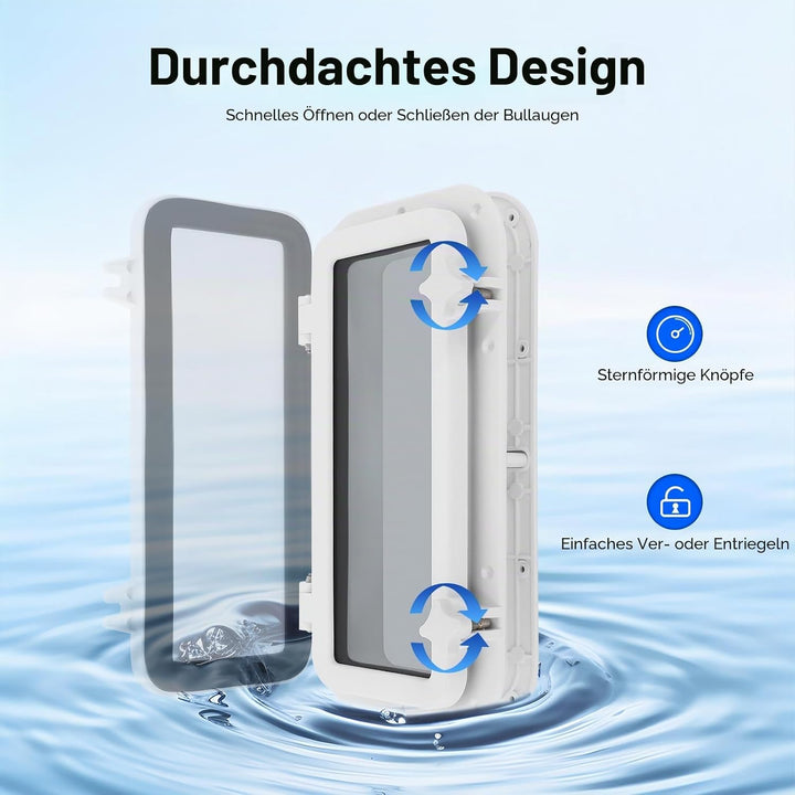 Boat Bullauge Fenster, 4mm Gehärtetem Glas Bullauge beständige, Rechteckiges Öffnung Portlight Boots