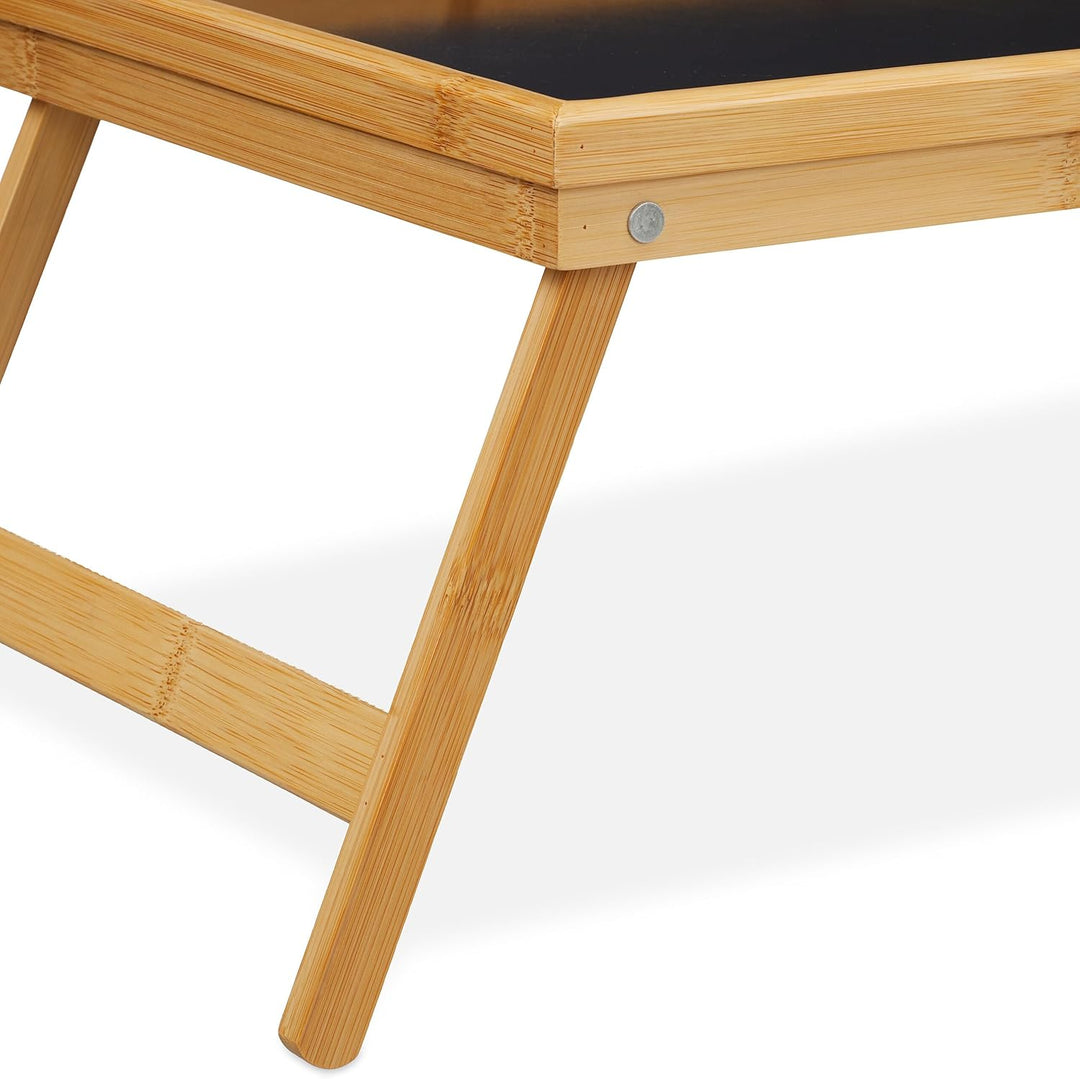 Relaxdays Betttablett klappbar, Tablett mit Füssen, Frühstück im Bett, Bambus & MDF, HBT 23 x 61,5 x