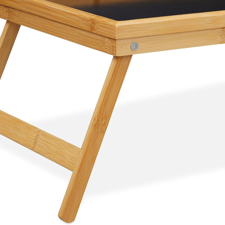 Relaxdays Betttablett klappbar, Tablett mit Füssen, Frühstück im Bett, Bambus & MDF, HBT 23 x 61,5 x