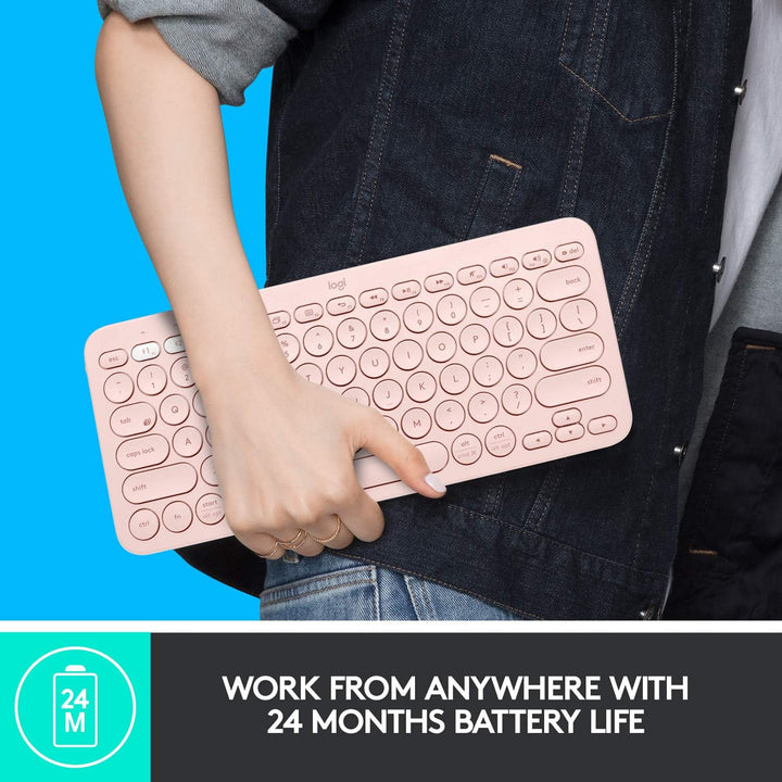 Logitech K380 Kabellose Bluetooth-Tastatur, Multi-Device & Easy-Switch Feature, Windows- und Apple-S
