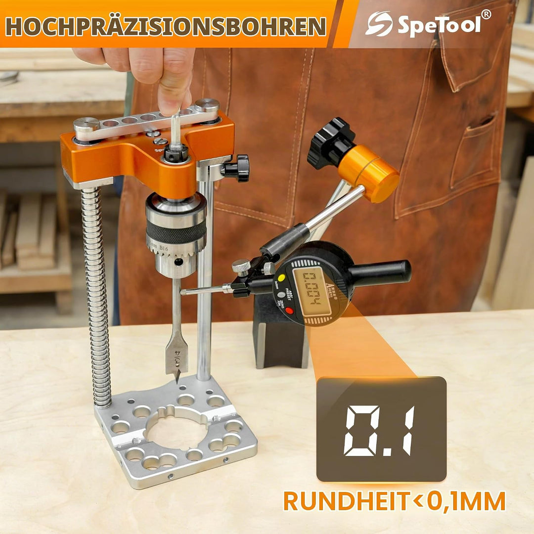 SpeTool S04003 Portable Drill Guide, 1/2" Chuck-Handbohrmaschine für gerade Löcher, 0-160 mm Tiefe,