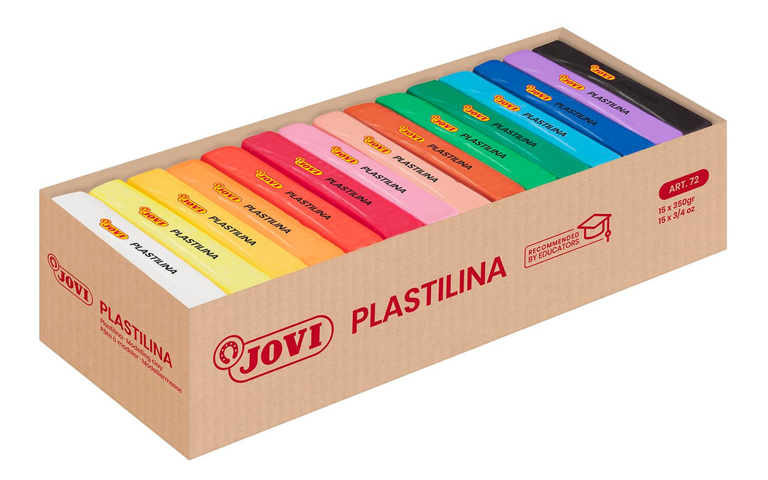 Jovi Plastilin, leicht formbare Modelliermasse für Kinder ab 2 Jahren, 15 Stangen je 350 g, sortiert