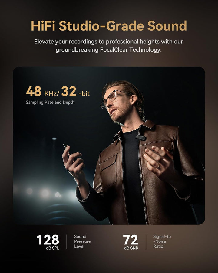 Hollyland Lark Max 2, Kabelloses Lavalier Mikrofon, AI-Rauschunterdrückung, 32-Bit-Audio mit voller