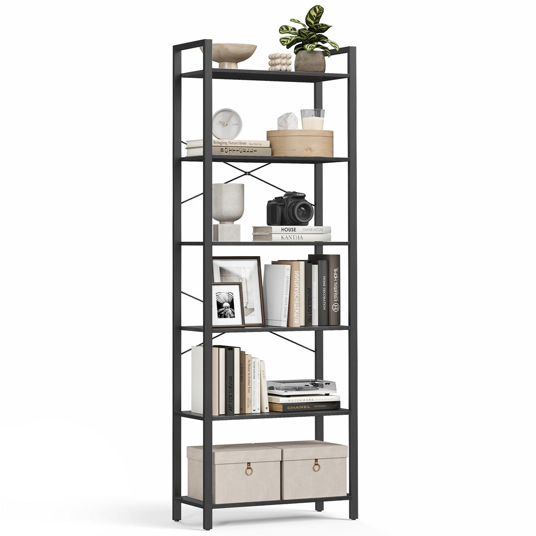 VASAGLE Bücherregal 6 Ebenen, Standregal mit Stahlrahmen, freistehendes Regal, Wohnzimmer, Schlafzim