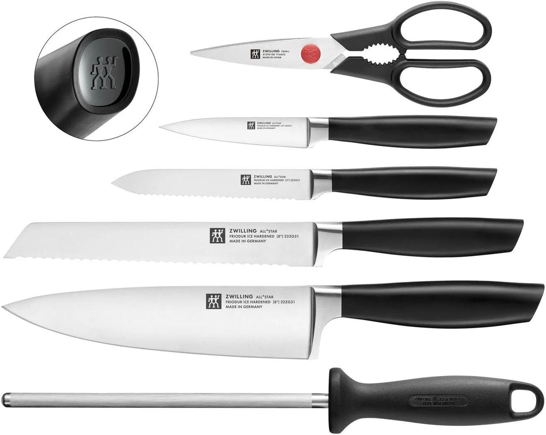 ZWILLING All * Star Messerblockset 7-tlg, Küchenmesser Kochmesser Schwarz