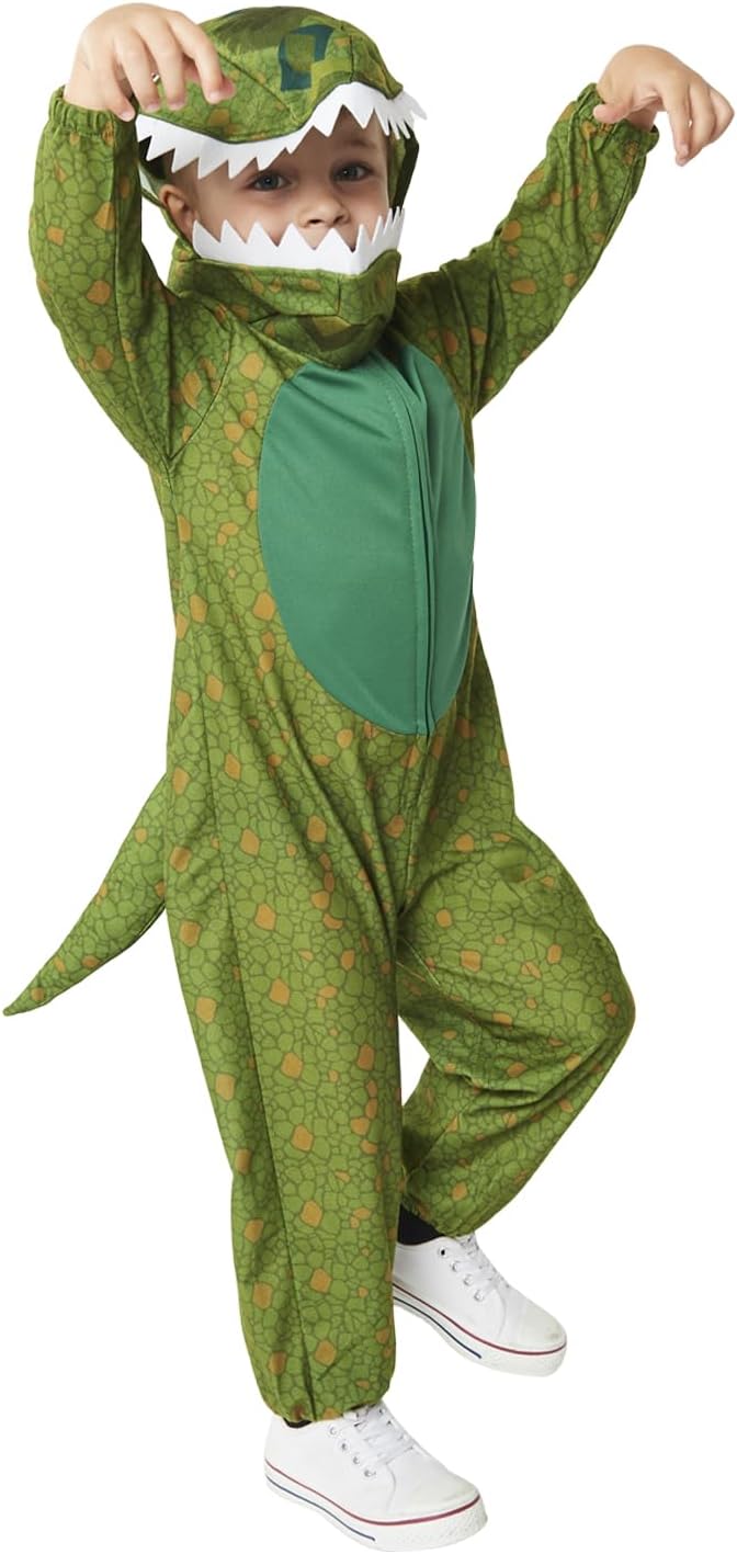 Amscan - Unisex Kids Green Dinosaur Onesie Age: 3-12 Years 128, 128