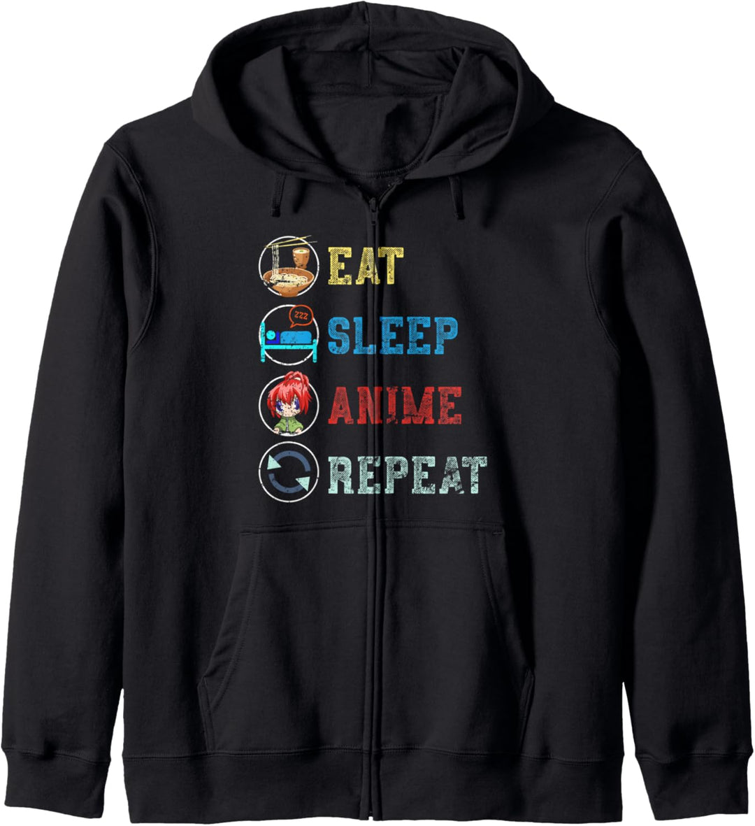 Essen Schlafen Anime Wiederholen Japan Ramen Kawaii Anime Kapuzenjacke