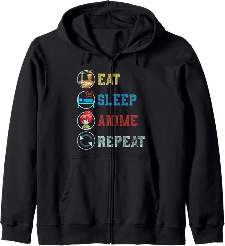Essen Schlafen Anime Wiederholen Japan Ramen Kawaii Anime Kapuzenjacke
