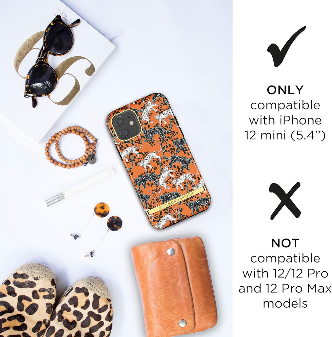 Richmond & Finch Hülle Kompatibel mit iPhone 12 Mini, Orange Leopard Gehäuse, 5.4 Zol, Komplett Schü