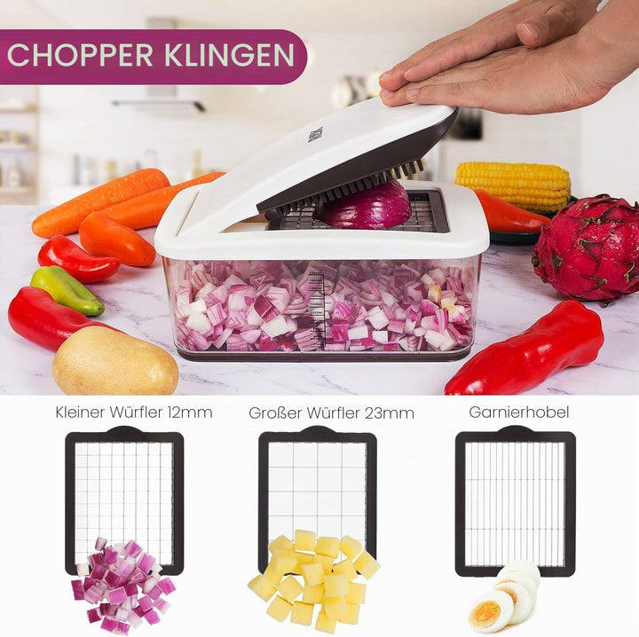 RüK Gemüseschneider, Extra Gross Zerkleinerer Gemüseschneider, Multifunktionaler 10-in-1 Pro Food Ch