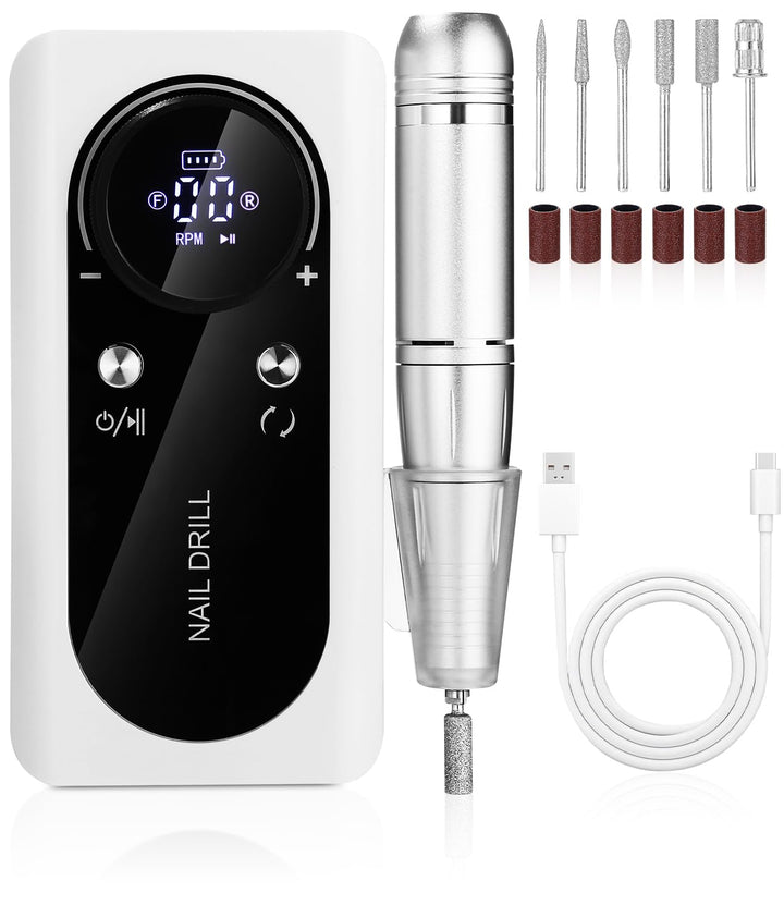 Nagelfräser,Elektrische Nagelfeile 45000 U/min,Fräser Nägel mit LED Display und Pause Funktion,USB A