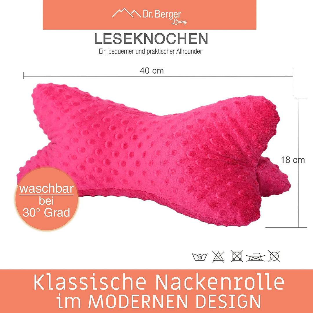 Dr. Berger Leseknochen Nackenrolle Lesekissen 40x18 cm Minky Design - 380g Baumwolle extra flauschig
