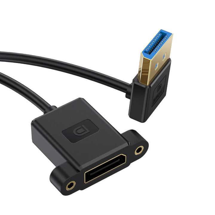 CY Cable Ultrafein nach unten abgewinkeltes DisplayPort 1.4 DP-Verlängerungskabel, Stecker auf Buchs