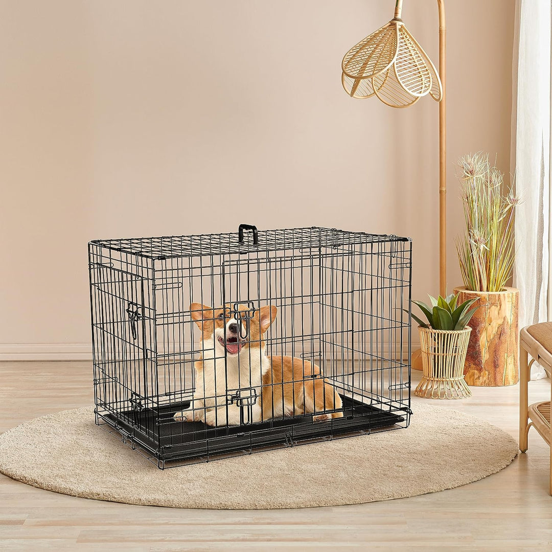 Ribelli Hundetransportbox – pulverbeschichtet und zusammenklappbar – Hundekäfig aus Metall in 2 Grös