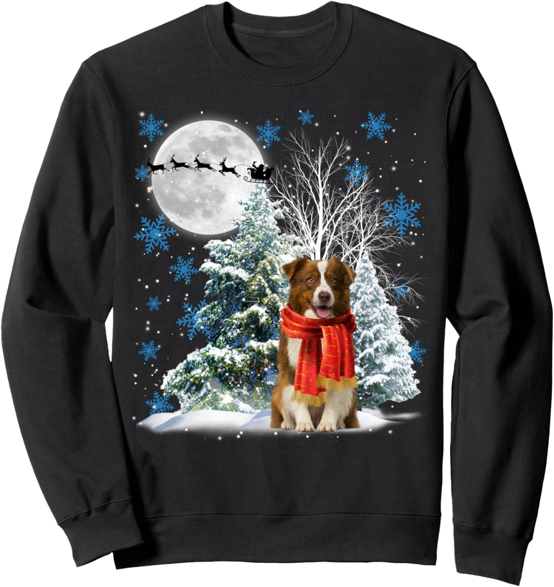 Weihnachts-Pyjama, Motiv: Border Collie Under Moonlight Snow Sweatshirt