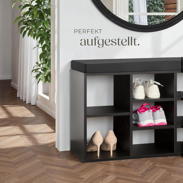 tectake® Schuhschrank mit Sitzbank, Schuhregal, Sitzbank mit Stauraum für 10 Paar Schuhe, Garderobe,