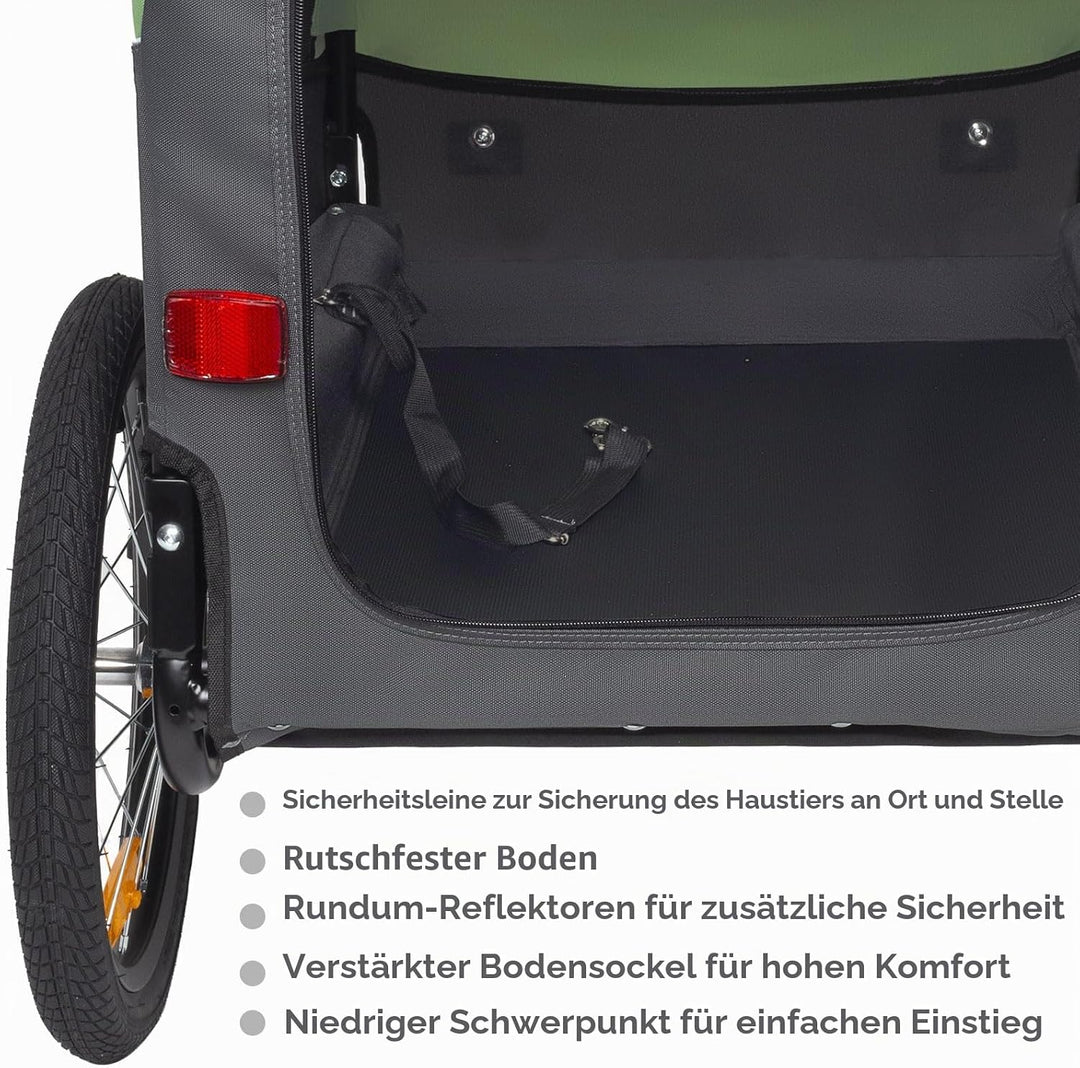 Tiggo VS Medium Hundeanhänger &amp; Buggy 2in1 Fahrradanhänger Hundebuggy Jogger für Hunden bis 23kg Grü
