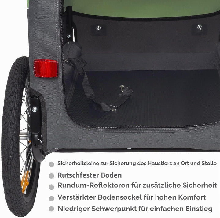 Tiggo VS Medium Hundeanhänger &amp; Buggy 2in1 Fahrradanhänger Hundebuggy Jogger für Hunden bis 23kg Grü
