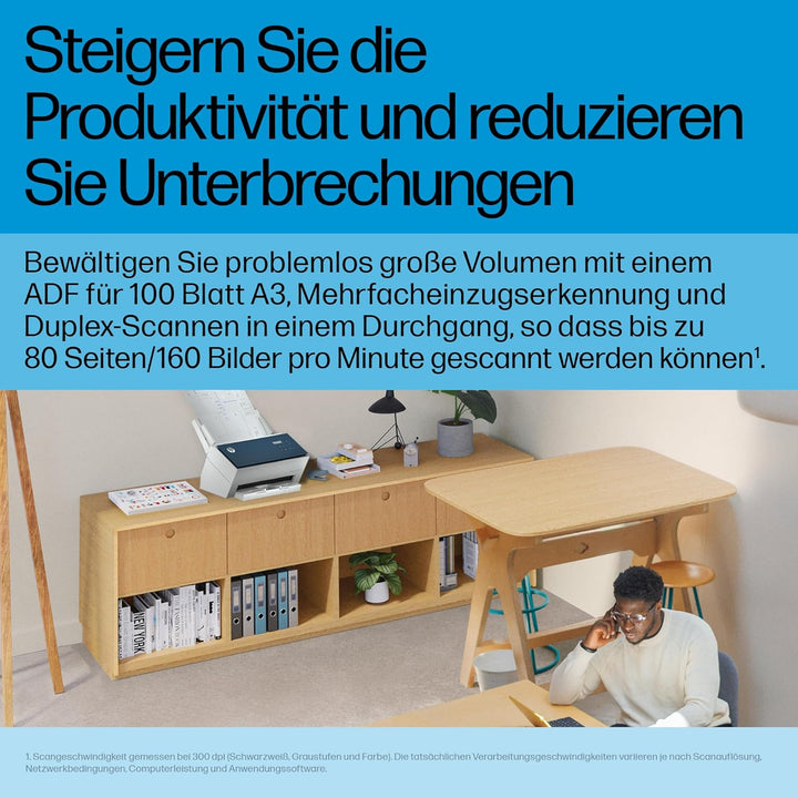 HP ScanJet Enterprise Flow 9000 s1, Scanner, bis A3, ADF für bis zu 100 Blatt, USB 3.0, LCD-Display,