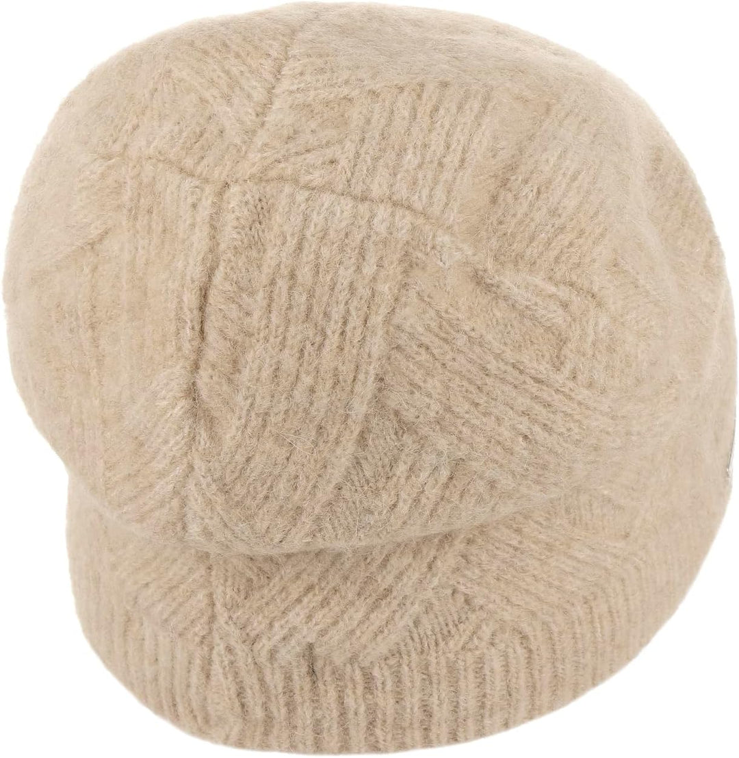 Seeberger Ricarda Wollmütze Beanie Strickmütze Wollbeanie Wintermütze Damenmütze (One Size - beige)