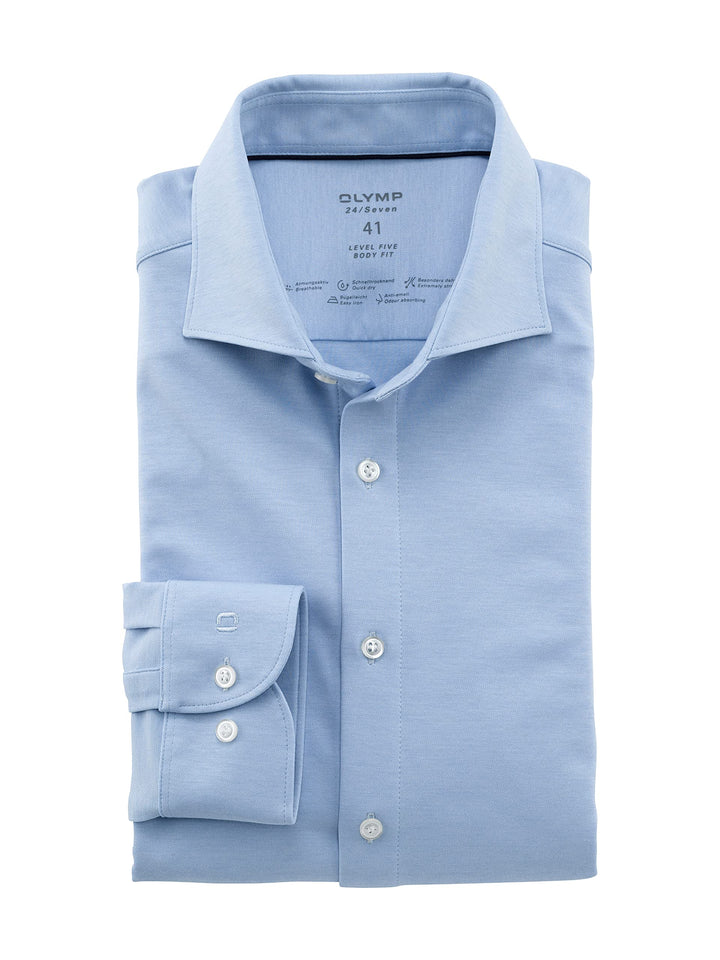 OLYMP Herren Businesshemd Level Five 24/Seven,Einfarbig,Body fit,Kent-Kragen 39 Bleu 11, 39 Bleu 11
