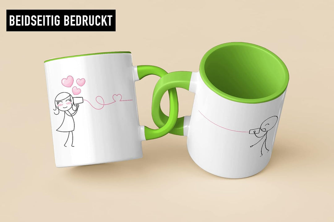 Trendation - Fernbeziehung Geschenk Tassen Set Partner Liebe Geschenk für Freundin Freund Liebesgest