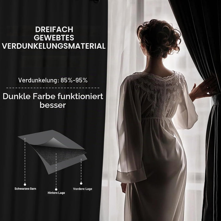 XWZO Blickdichte Vorhänge Verdunklungsvorhänge mit Ösen 2 Stücke Gardienen mit Raffhalter Lichtundur