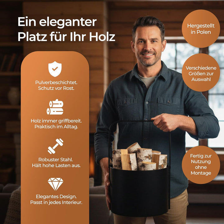 Kapaga - Holzkörbe, Kaminholzregal innen Metall, Holzlager innen, Feuerholzregal, Brennholzregal inn