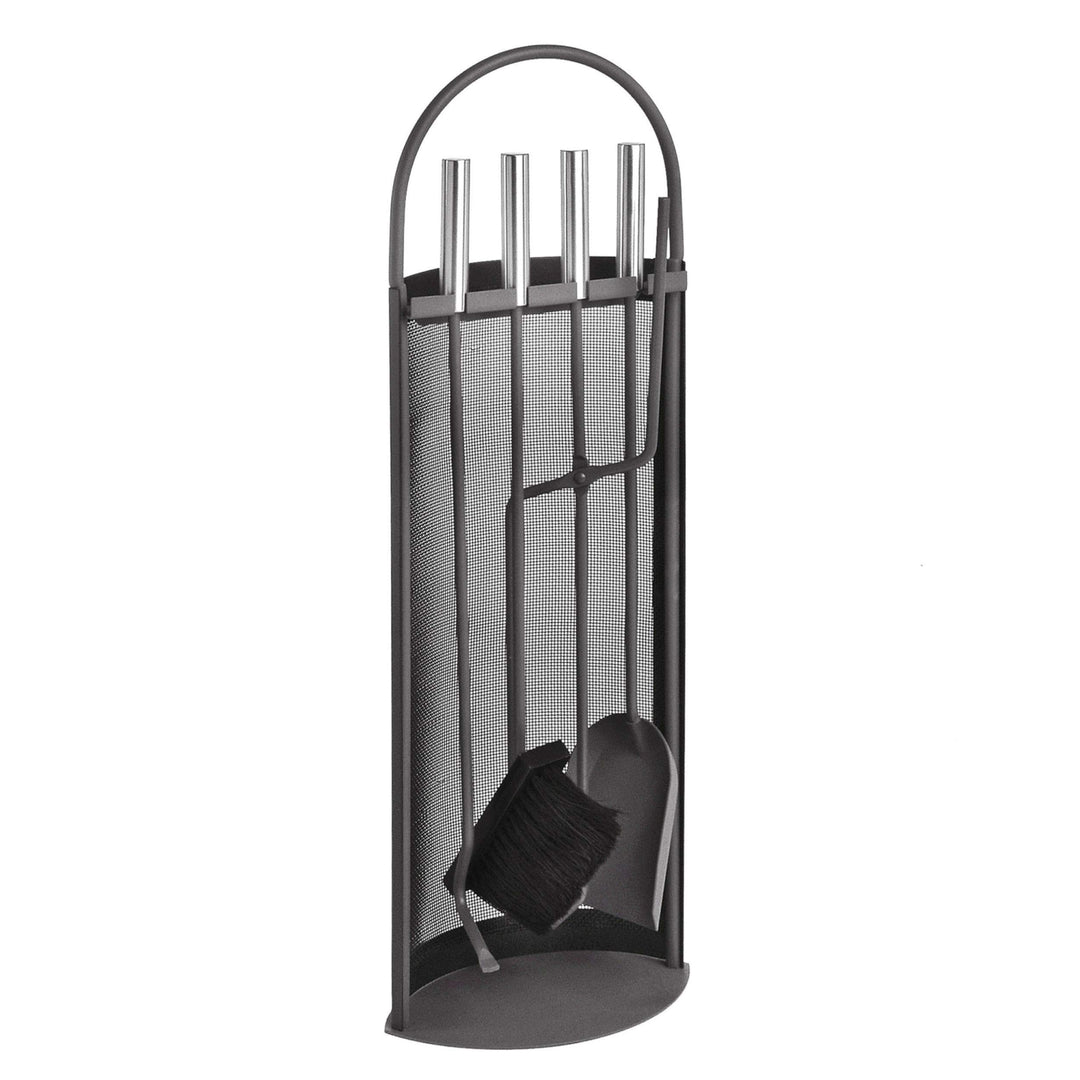 Lienbacher Kaminbesteck 344 - Anthrazit Grau beschichtet mit Griffen aus Edelstahl B/H/T = 23/66/15