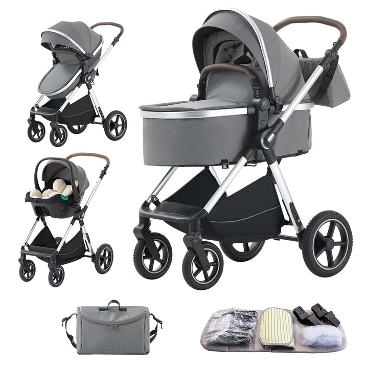 BEBBY Kinderwagen, Standard-Kinderwagen, Kinderwagen 3 in 1,Kinderwagen mit Faltbarem Tragbarem für