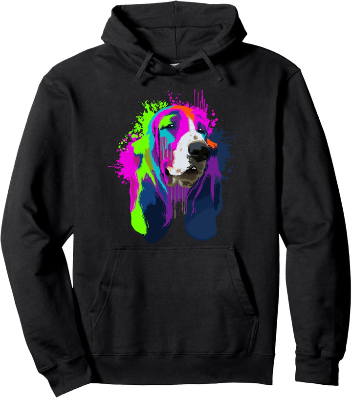 Splash Art Basset Hound Hundehalter Geschenkidee Hunde Pullover Hoodie