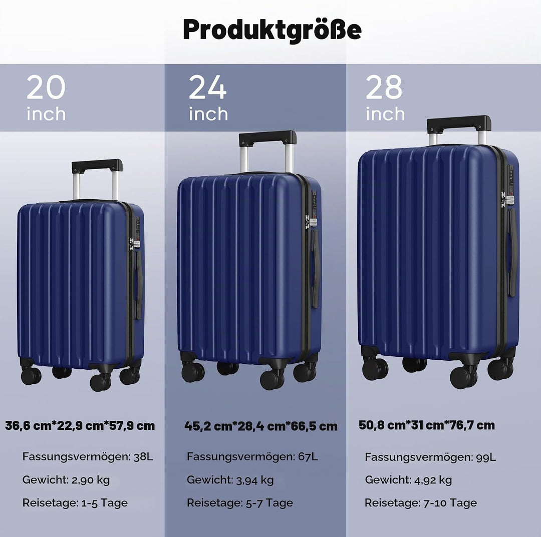 SHOWKOO Koffer Gross 75cm Hartschale Leicht Reisekoffer Polycarbonat Erweiterbar Haltbar Trolley Han
