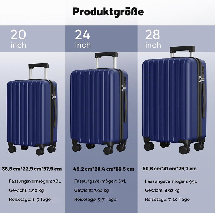 SHOWKOO Koffer Gross 75cm Hartschale Leicht Reisekoffer Polycarbonat Erweiterbar Haltbar Trolley Han