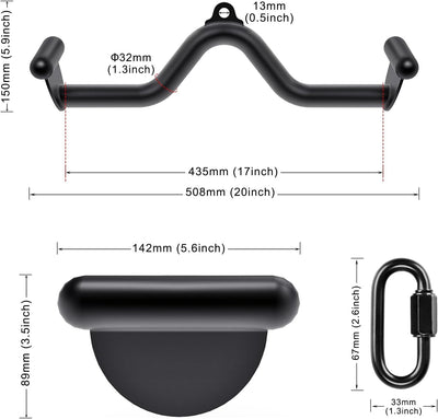 SELEWARE 50.8 cm Multi-Grip Latzugstange – langlebiger legierter Stahl, ergonomischer Griff, vielsei