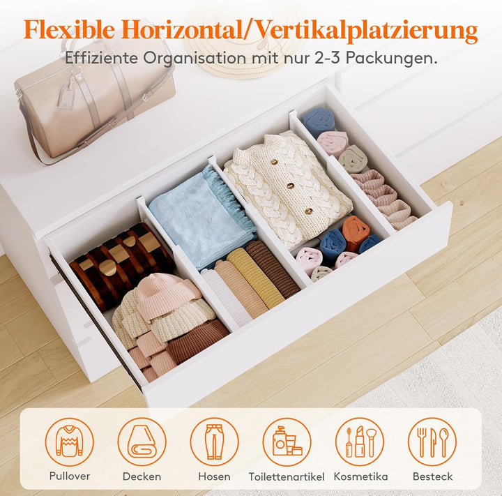 Lifewit 4 Set Schubladentrenner, Verstellbar Schubladen Trenner für Innenlänge 34–50cm & Höhe＞13cm O