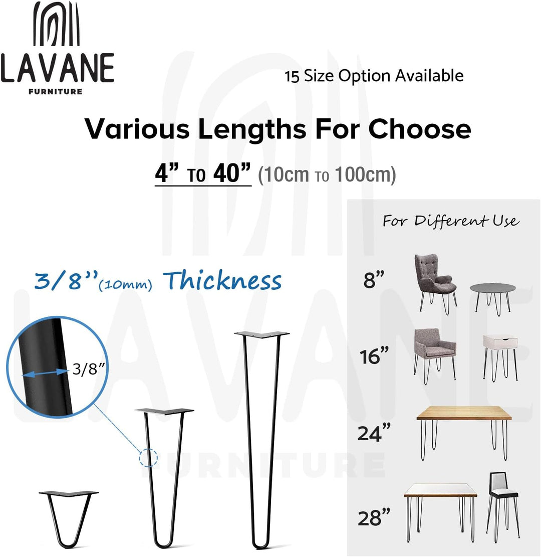 4" / 10cm Haarnadel Tischbeine, La Vane 4 Stück Modern-Stil DIY Metall Möbelfüsse Hairpin Legs mit B