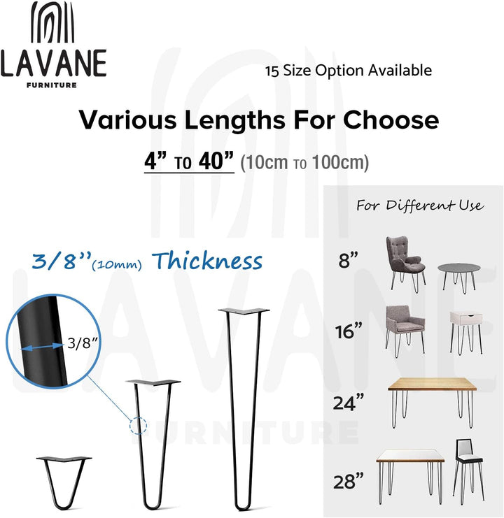 4" / 10cm Haarnadel Tischbeine, La Vane 4 Stück Modern-Stil DIY Metall Möbelfüsse Hairpin Legs mit B