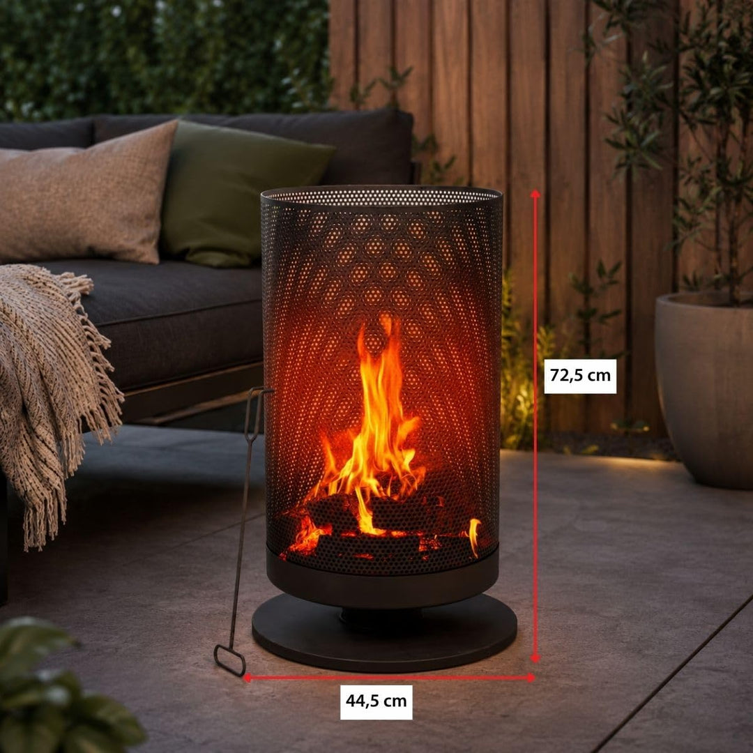 BBQ Collection Outdoor Feuerkorb - mit Funkenschutz - Inkl. Schürhaken - Elegantes und Luxuriöses Au