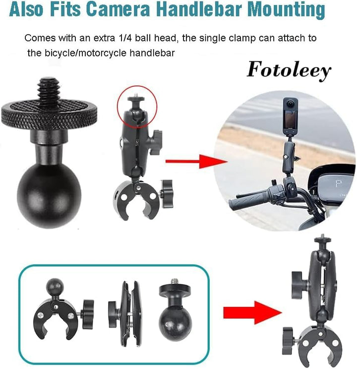 Schelle für Rohr / Stab, Motorrad Kamera Halterung Doppelklemme Universal fuer Insta360, Go Pro Acti