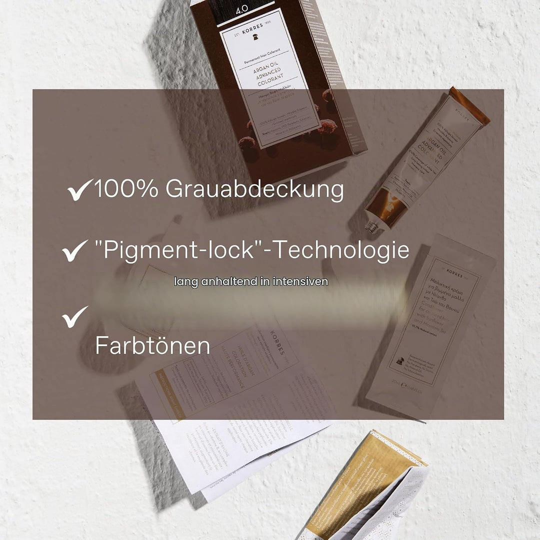 KORRES Argan Oil Colorant – ammoniakfreie Haarfarbe Schokobraun hell 5.7 – 100% Grauhaarabdeckung &amp;