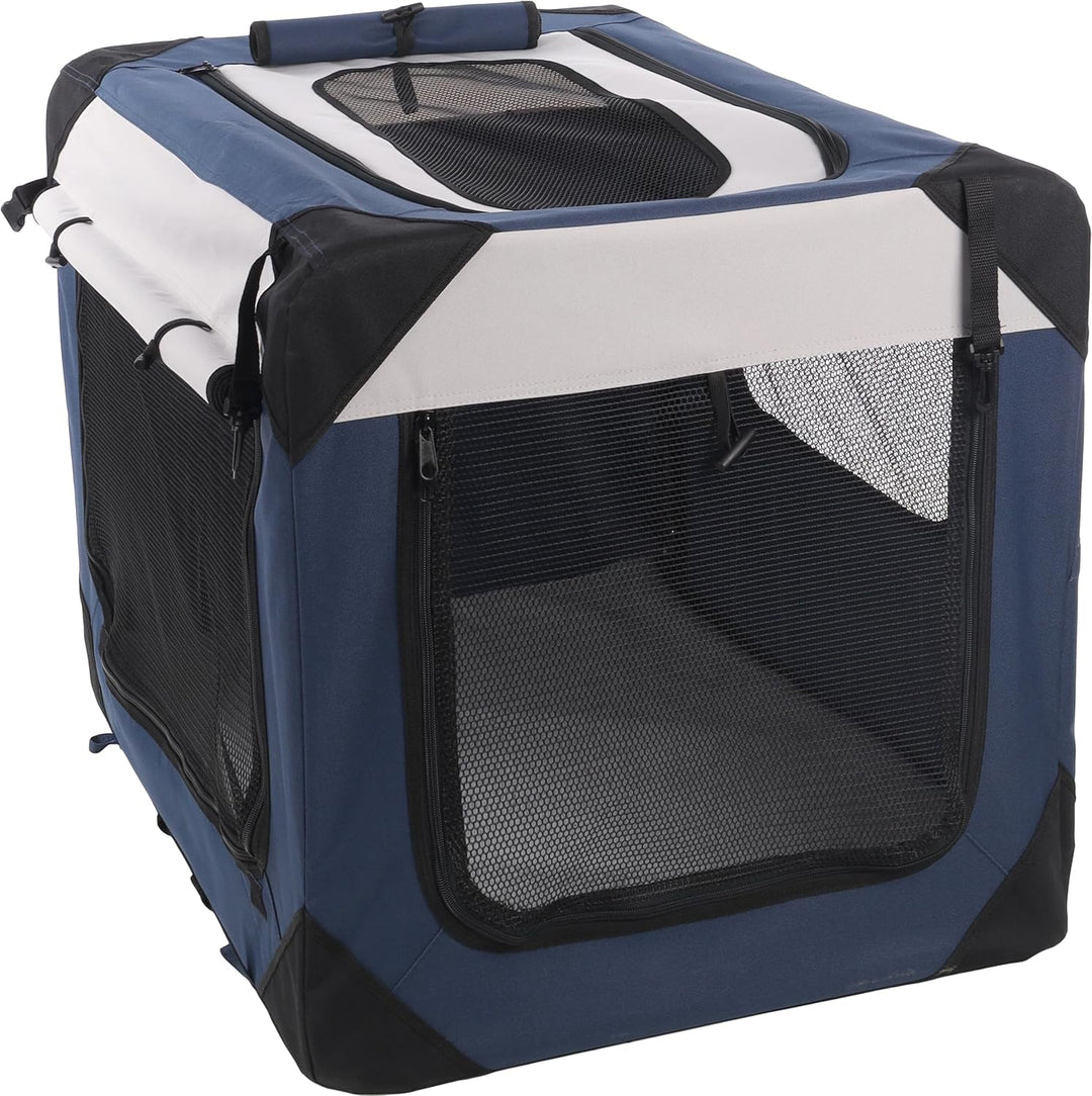 Flamingo Transportkäfig Geronimo blau 58,5x81,5x58,5cm - Verstärkter und Faltbarer Rahmen - Herausne