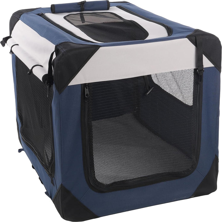 Flamingo Transportkäfig Geronimo blau 58,5x81,5x58,5cm - Verstärkter und Faltbarer Rahmen - Herausne