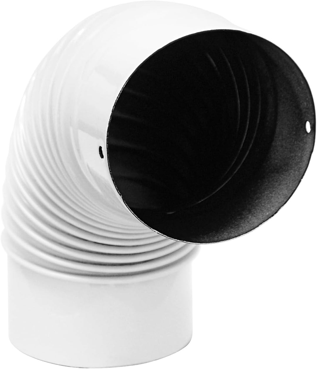 raik ESH037-120-w Rauchrohrbogen/Ofenrohrbogen Emaille 120mm - 90° Bogen gerippt Weiss, Weiss