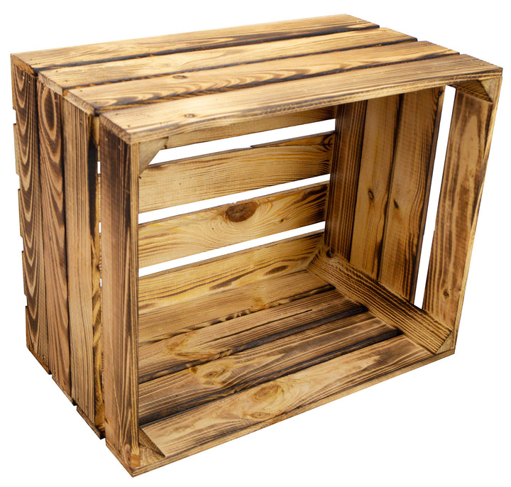 geflammte Massive Obstkiste 49 x 42 x 31cm / Apfelkiste/Weinkiste aus dem Alten Land (OHNE Aufschrif