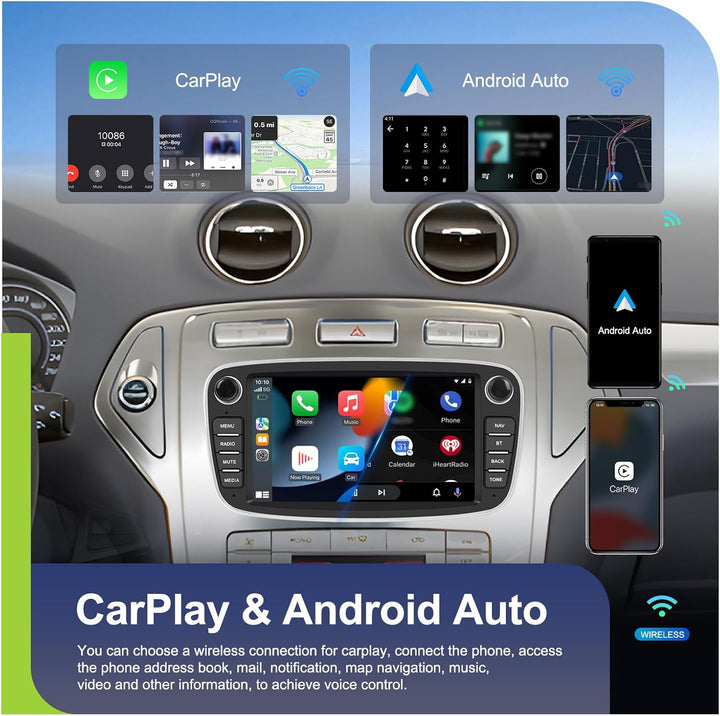 CAMECHO 4+64G Android 13 Autoradio für Ford Focus mk2 Mondeo Cmax Galaxy Smax Kuga mit Carplay/Andro