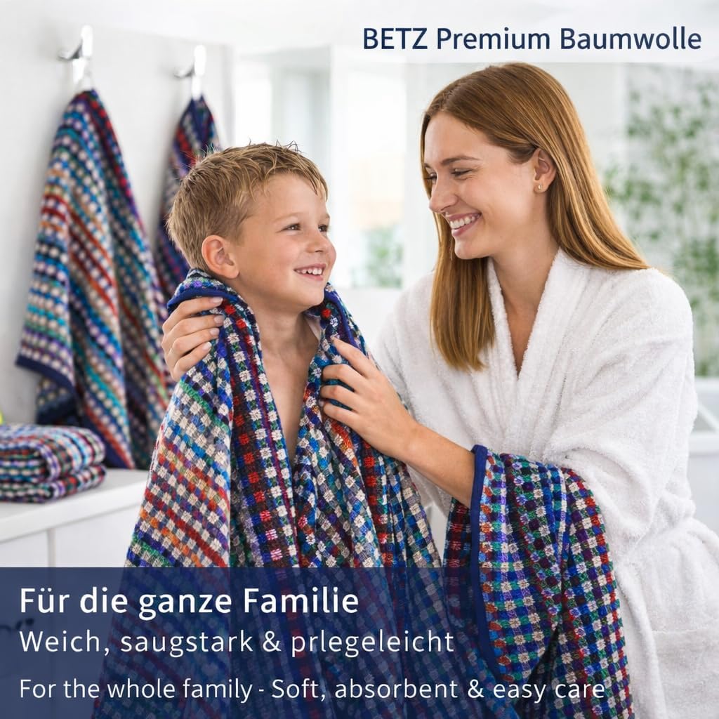 Betz 2 Stück Badetücher XXL Duschtücher Saunatuch Badetuch 100% Baumwolle Duschtuch Karo BUNT Grösse