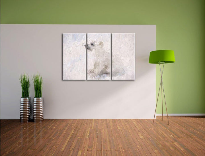 Pixxprint niedliches Eisbär Baby Kunst als Leinwandbild/Grösse: 3 Teilig (120x80) / Wandbild/Kunstdr