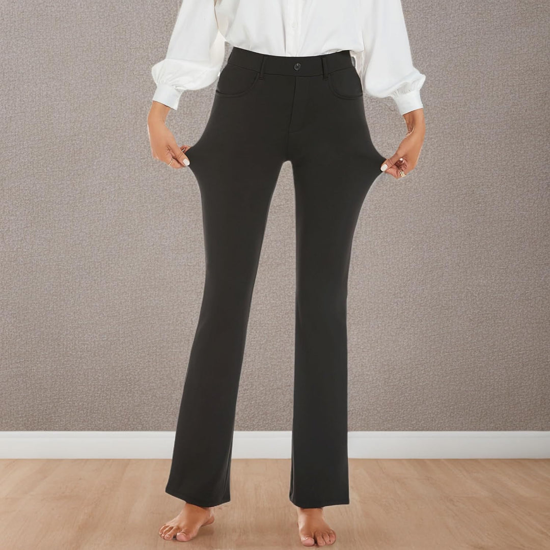 adorence Yoga Hose Damen: Elegante Hose Damen, Stretch Schlaghose Damen mit Hoher Taille, Taschen -