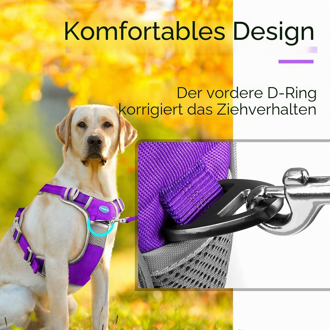 ThinkPet No-Pull Hundegeschirr, Atmungsaktiv Brustgeschirr für Kleine Mittlere Grosse Hunde, Einstel