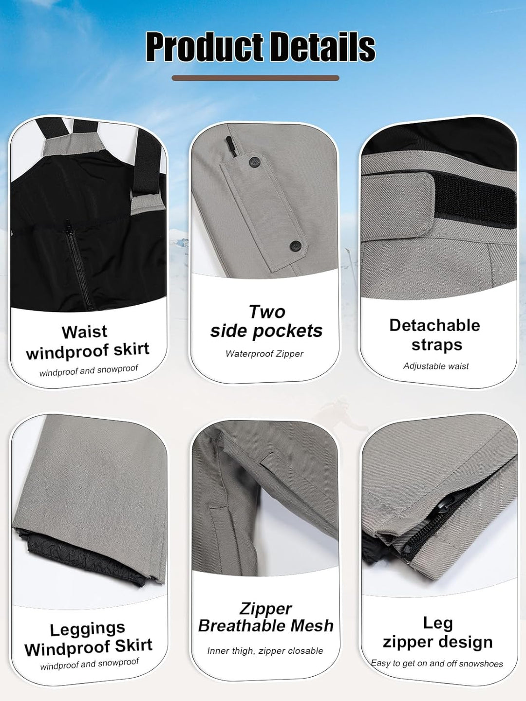 HOUZONIY Herren Skihose Wasserdicht Schneehose Softshellhose Winter Warm Gefüttert Snowboardhose Ove